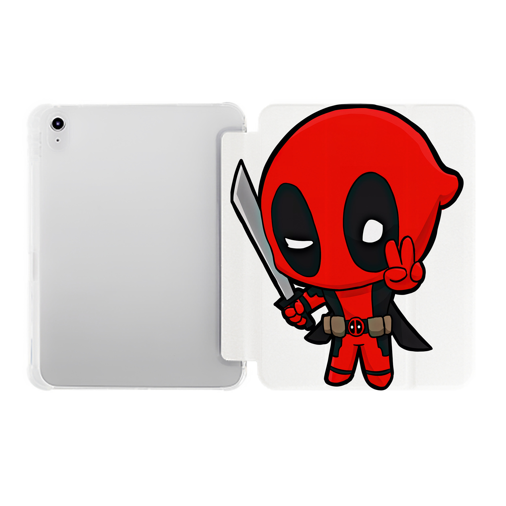 （画像用） Deadpool デッドプール IPad ケース ペン収納付き 三つ折りスタンド PUレザー×シリコン 対応機種9.5/10.5/10.9インチ